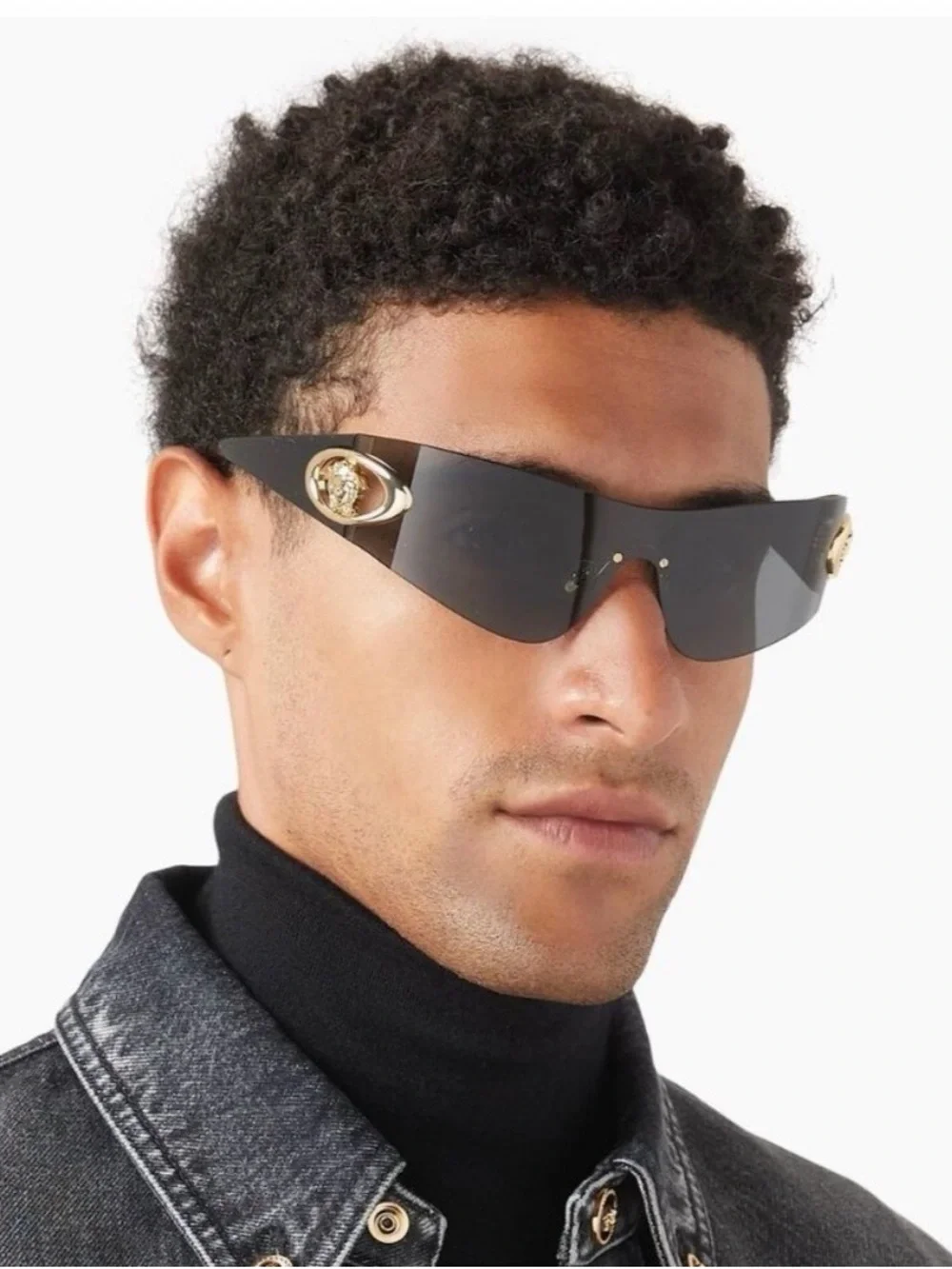 Versace VE2280-110287 Black Shield Sunglasses with Gold